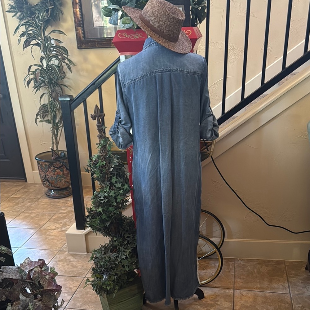 Chelsea & Violet Blue Buttoned Maxi Dress with Cuffed Sleeves - Picture 6 of 6